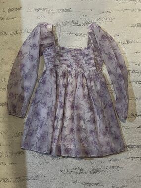 Audrey Parks and Francesca’s Lavender Roses Mini Dress
